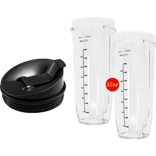 2pcs 32 oz Ounce Cup with Sip N Seal Lids Spare Replacement Parts Accessories for Nutri Ninja Auto-iQ and Duo Blenders Juicer