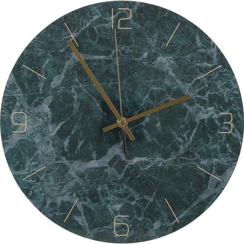 Modern Wall Clock Round Shape Marble Texture Acrylic Clock Bedroom Living Room Wall Decoration