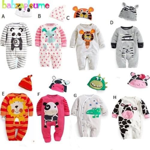 2PCS/0-18Months/Spring Autumn Newborn Costume Baby Boys Girls Clothes Cartoon Jumpsuits Rompers+Hats Infant Clothing Sets BC1337