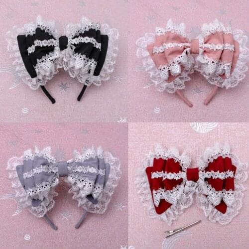 Japanese girl Lolita headband soft sister headgear hair accessories Lolita lace bow headgear
