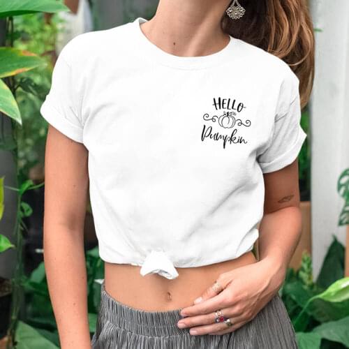 Hello Pumpkin 100%Cotton Print Women Tshirt Halloween Tshirt Unisex Funny Autumn Casual Short Sleeve Top Holiday Gift Tee