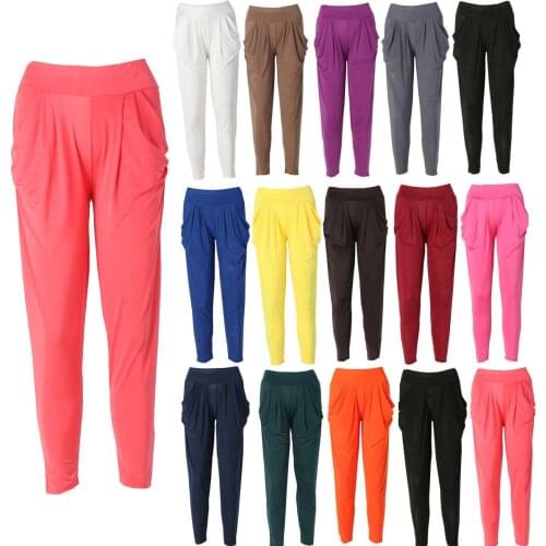Women New Trendy Slim Casual Harem Baggy Dance Sport Sweat Pants Trousers Indian Plain Harem Pants