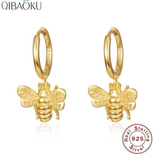 S925 Sterling SIlver Earrings Mini Bee Leopard Moon Map Hoop Earrings For Women Cute Butterfly Horse Animal Circle Earrings