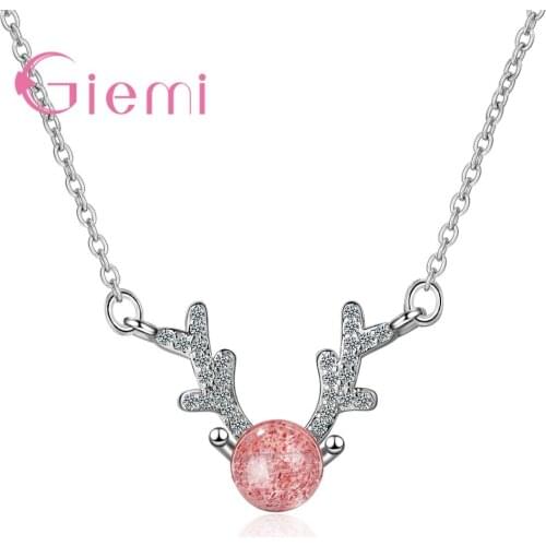 Korean Collier Femme Animal Antler Necklace Collier Femme 925 Sterling Silver CZ Cubic Zircon Engagement Choker Joyas Chain
