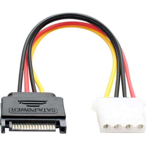 10pcs/lot PC Computer 4Pin IDE Molex Female to 15Pin SATA Male F/M Adapter Power Cable Cord 20cm 18AWG