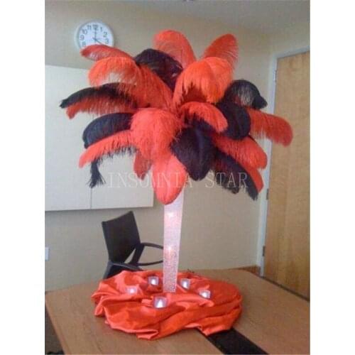 100pcs small pole 100% natural Ostrich Feather 15-75CM/6-30Inch dyed red for party mask headdress clothing accessories