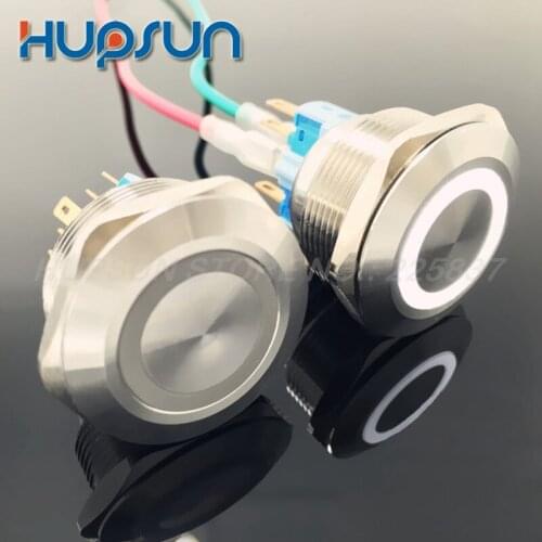 2pc waterproof yellow LED 6v 12v 24v 220v 25mm stainless steel momentary push button switch non-locking reset pushbutton switch