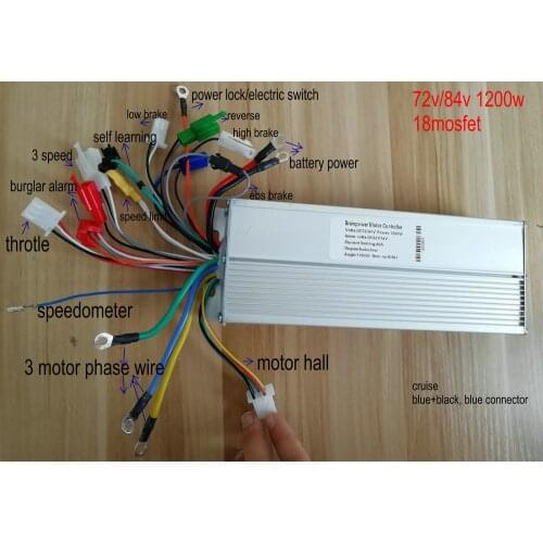 48v60v64v72v1200w BLDC Motor Controller 18mosfet Electric Scooter Bike Motorcycle Tricycle ATV Monbilit PART Reverse ANTIburglar