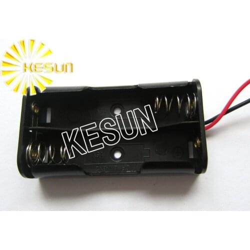 FREE SHIPPING 20PCS x 3V 2x AA Plastic Black Battery Storage Case Box Holder Socket With150mm Wire Leads