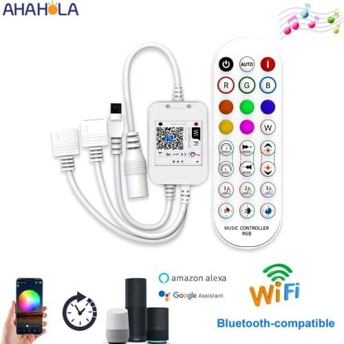 Dc 12v 24v Wifi Led Rgb Controller Music Alexa Time Ir Wireless Remote Control Bluetooth Wifi Controller for Rgb Tape Light
