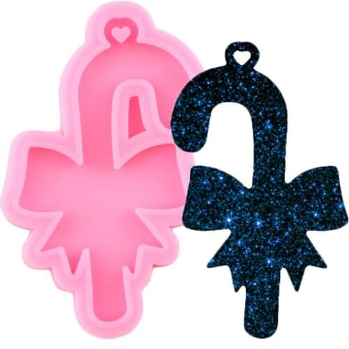 Shiny Glossy Bow J Decoration Keychain Silicone Mold Handmade Polymer Clay Mould Necklace Charms Making Jewelry Moulds
