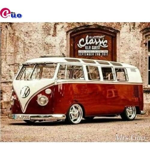 DIY 5D Diamond Painting Cross Stitch Pictures Home Decoration Full Square Round Diamond Embroidery Red Bus Painting Rhinestones