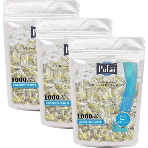 Pufai Super Slim Cigarette Filters Compatible 5mm 6mm Bulk Eco 3000 Pieces 3 Packs