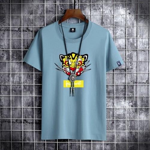 2021 NEW Tiger head Printing 100%cotton Men T Shirt Hip-Hop Cotton T-shirt O-neck Summer Male Causal Tshirts Fashion Loose Tees