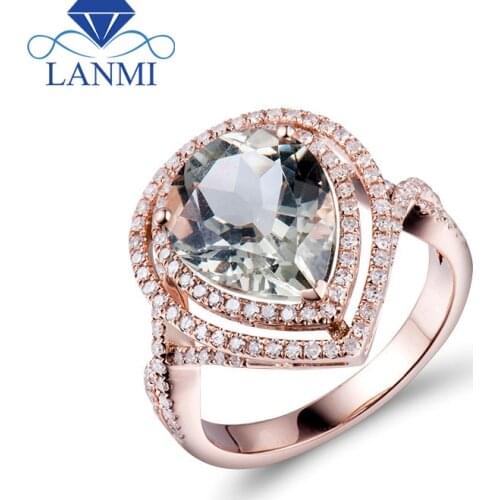 Pear Shaped 9.5x12mm 14K Rose Gold Amethyst Womans Rings For Engagement SR0007