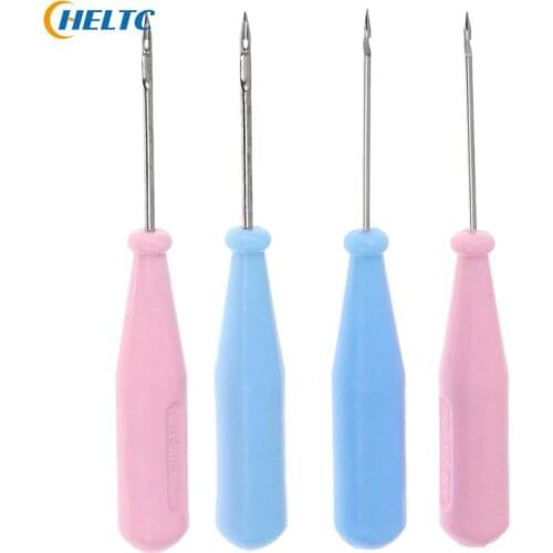 1pcs Steel Stitcher Sewing Awl Shoes Bags Hole Hook DIY Handmade Leather Tool Plastic Handle Cone Needle Shoe Repair Needles