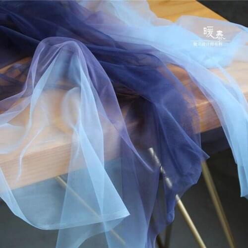 Mesh Tulle Fabric Blue Gradient DIY Sewing Scarf Veil Flower Background Decor Fluffy Skirt Wedding Dress Lace Designer Fabric