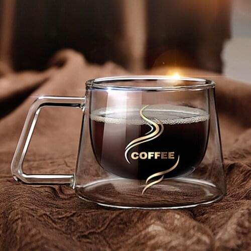 Creative Double Wall Glass Cup Beer Coffee Cups Handmade Healthy Drink Mug Coffee Tea Mugs Transparent Drinkware