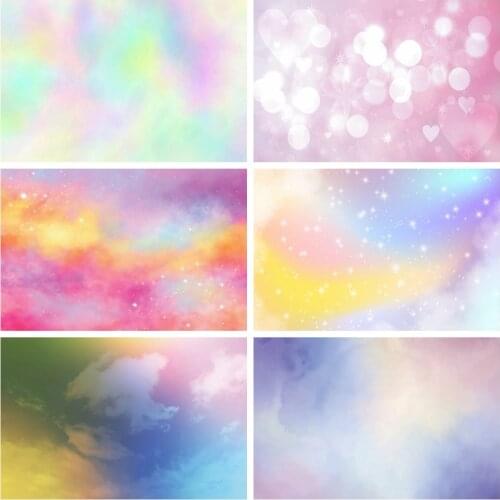 Laeacco Rainbow Colors Gradient Clouds Dreamy Sky Baby Shower Photocall Photography Backdrops Photo Backgrounds Photozone Studio