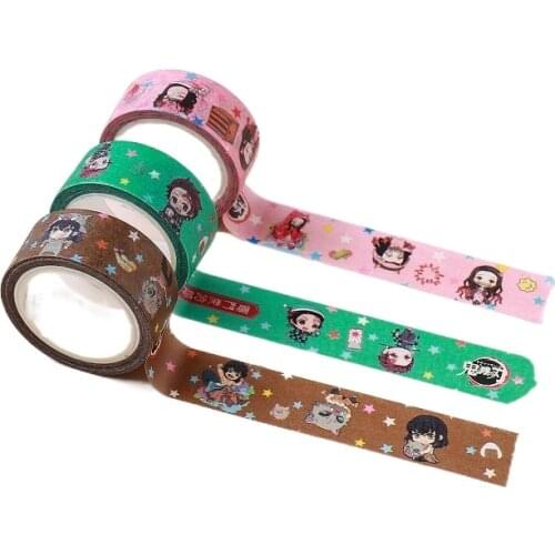 Demon Slayer Cosplay Washi Tape Crafts Adhesive Paper Diy Scrapbooking Masking Tape Printed Pattern Sticker Decals Tape Student