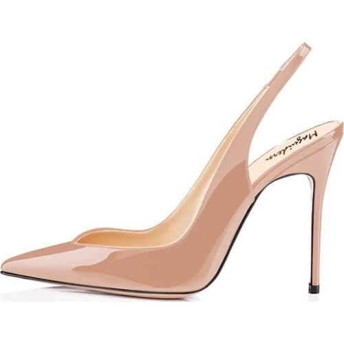 Maguidern Slingback Pumps Shoes,Patent Leather Pointy Toe 4 inches Stilettos Heel Slingback Pumps Dress Shoes Size US 4 to 15