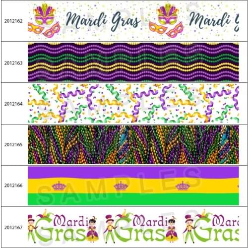 Feather mask American Mardi gras10yds Printed Grosgrain/Satin Ribbon