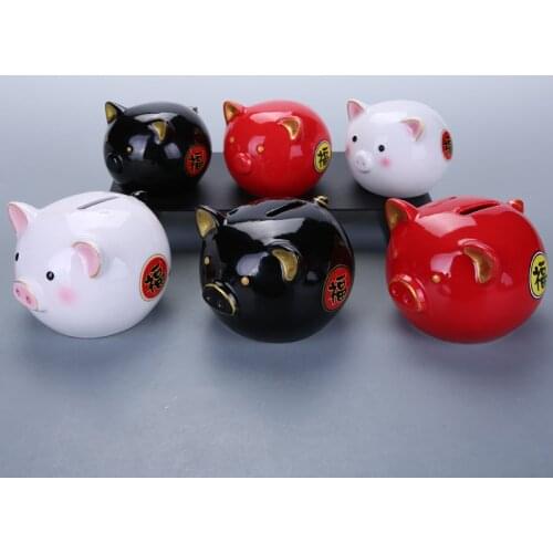 Cartoon Pig, Cashpot, Ceramic Home Crafts, Small Gift, Creative and Lovely Childrens Birthday Present, Money Box piggy bank
