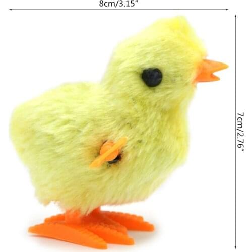 P31B 8cm/3inch Mini Soft Plush Chicken Wind-up Doll Decoration for House Plush Mini Toy Stuffed Clockwork Doll Desktop Toy