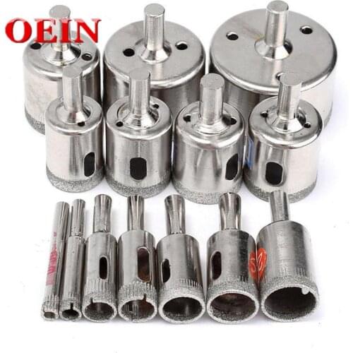 15pcs Diamond Coated Drill Bit Set Glass Ceramic Tile Marble Hole Saw Drilling Opener Set Power Tool Accessories 6-50MM