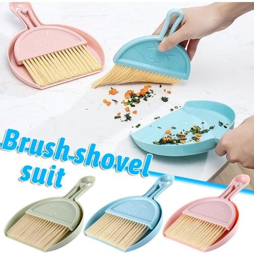 Mini Desktop Sweeping Cleaning Brush Two-Piece Set Keyboard Brush Small Broom Dustpan Set For Home School Office Cleaner Brush