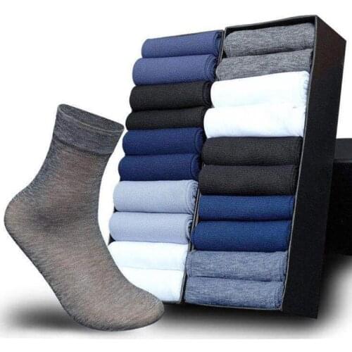 New Business Mens Summer Socks Thin Silk High Elastic Nylon Breathable Casual Short Crew Socks Male Cool Socks
