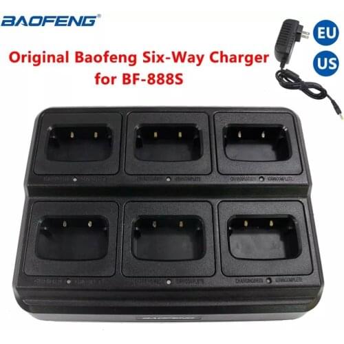 Original BAOFENG Six-Way Charger Multi Unit Handled Ham Radio Charger for Baofeng BF-888S Retevis H-777/RT22S Wakie Talkie