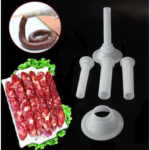 Portable 4pcs/set Meat Grinder Sausage Stuffer Filling Tubes DIY Sausage Maker Funnels Nozzles with 11.2cm Base Kitchen Tools