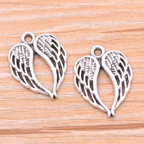 PULCHRITUDE 20Pcs 16*20mm 2020 New Heart Wings Charms Animal Pendant Metal Alloy For DIY Jewelry Bracelet Necklace Marking