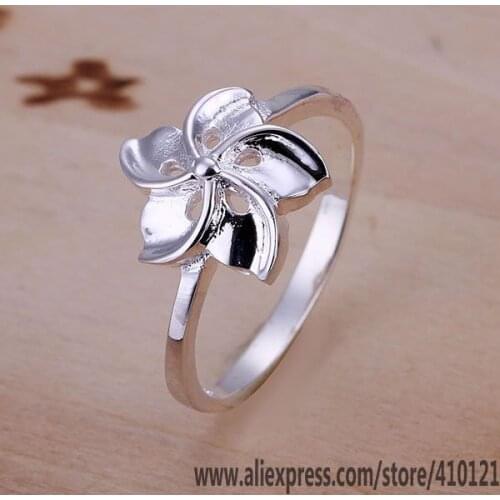 R130 Lucky Charm Silver Color Rings For Women Fashion Jewelry Wholesale Women Accessorie Fashion Flower Ring /duaamlha Eowangda