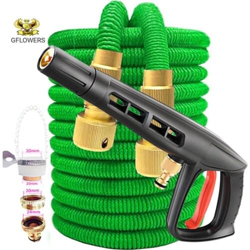 Expandable Magic Hose Pipe High-Pressure Car Wash Hose Adjustable Spray Flexible Home Garden Watering Hose Cleaning Water Gun