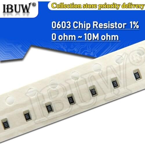 100pcs 0603 1% SMD resistor 0R ~ 10M 1/10W 0 1 10 100 150 220 330 470 ohm 1K 2.2K 10K 100K 1M 0R 1R 10R 100R 150R 220R 330R 470R