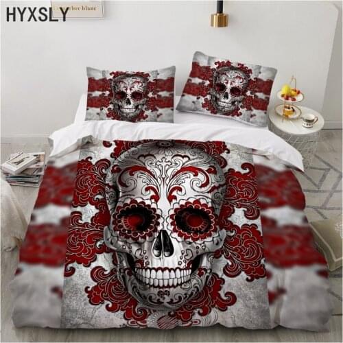 Skeleton Skull Duvet Cover Bedding Set Bedspread with Pillowcase 2/3pcs Queen King Large Size 230*260 Bed Linen Drop Shipping