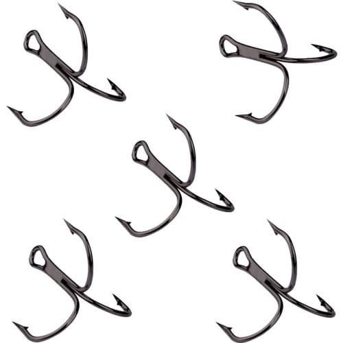 50Pcs/lot 2# 4# 6# 8# 10# Treble Fishing Hooks Carbon Steel Barbed Fishhooks Super Sharp Triple Hooks Sea Tackle Accessories