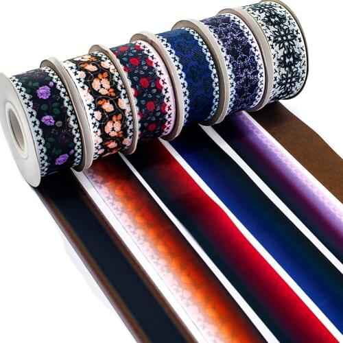 Retro Japan Grosgrain Ribbon Gothic Double-Printed Lace Flower Printed 10 Yards for DIY Hairbow Accessory Decoration