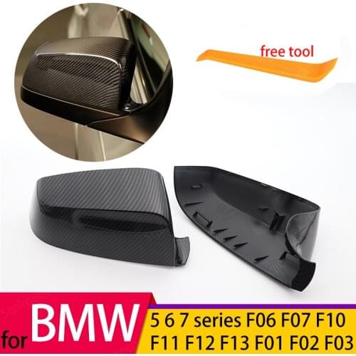 Carbon Fiber Look Replacement Side Rear View Mirror Cap Shell Cover Trim For BMW F12 F13 F01 F02 F11 F10 F07 2010-2015