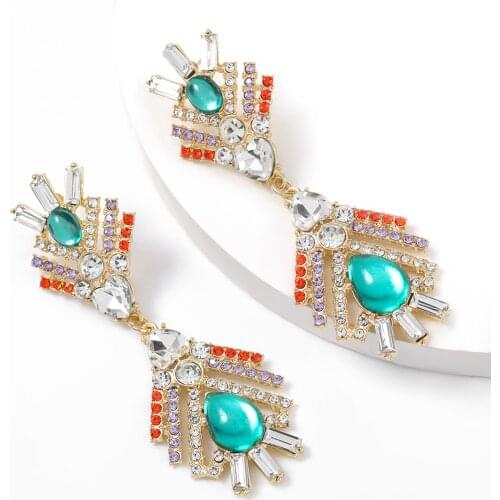 Fashion Metal Rhinestone Geometric Earrings Womens Creative Popular Dangle Earrings Party Jewelry Accessories