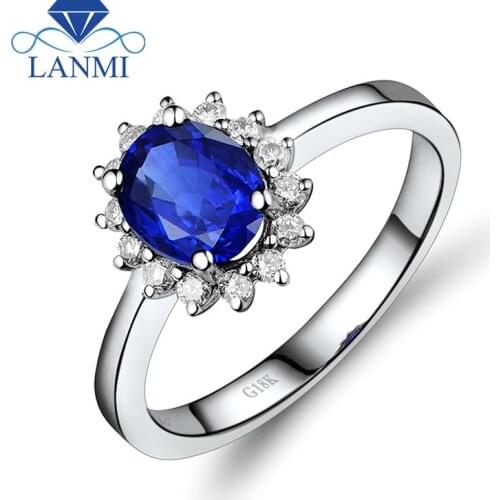 Lovelry Genuine Tanzanite Wedding Ring in 18Kt White Gold Diamond Good Quality Gem Jewelry for Women Anniversary Loving Gift