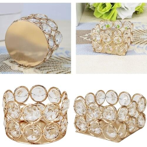 1Pc Gold Crystal Candle Holders Candle Lantern Pencil Container Makeup Brush Holder Wedding Party Centerpiece Home Decor