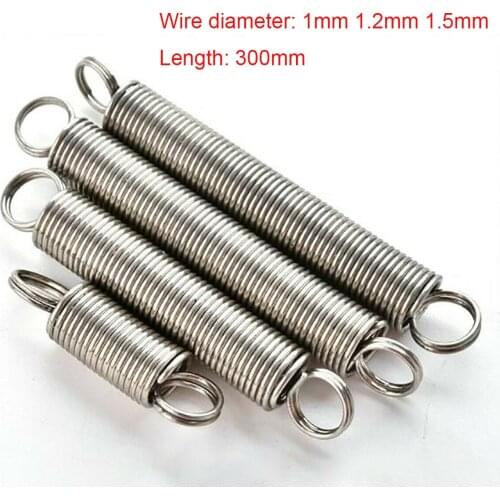 1Pcs 300mm Length 304 Stainless Steel Dual Hook Tension Spring Extension Spring Wire Diameter 1mm 1.2mm 1.5mm