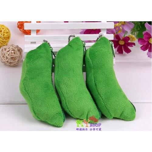 10pcs/lot lovely small plush plant toys kawaii green pea pods bean dolls keychains bag purse pendant baby toys car decoration