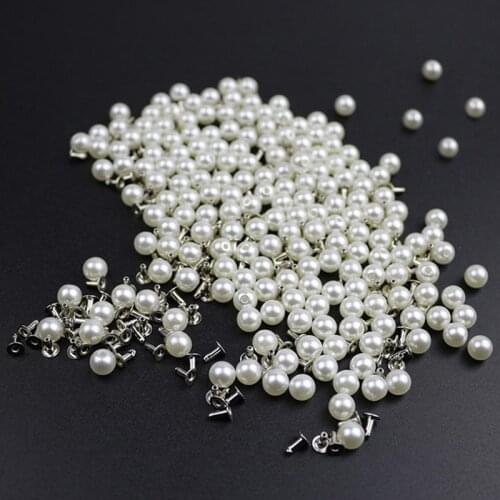 100 Set Pearls Rivets DIY Wedding Decor Leather Bag Shoes Clothes Decoration Studs Beads Set 6mm 8mm 10mm 12mm Apparel Supplies