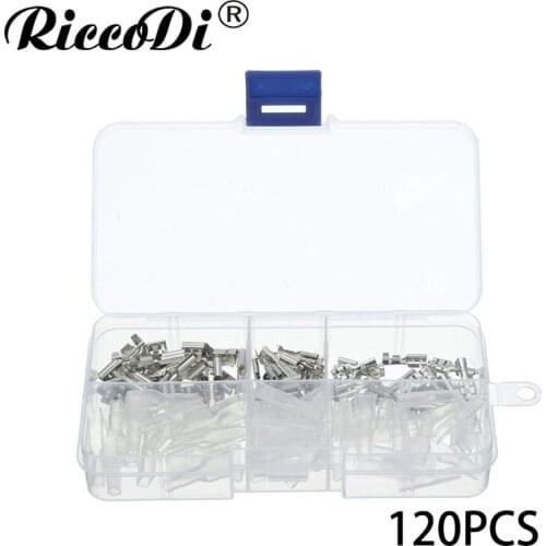 120PCS 2.8mm 4.8mm 6.3mm Crimp Terminals Female Spade Connectors Insulating Sleeve Kit