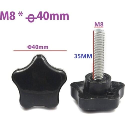 20pcs/LOT M8x35mm Male Thread 5Star Shaped Head 40mm Diameter 5Star Knob Grips Clamping Screw Knob M8XD40X35
