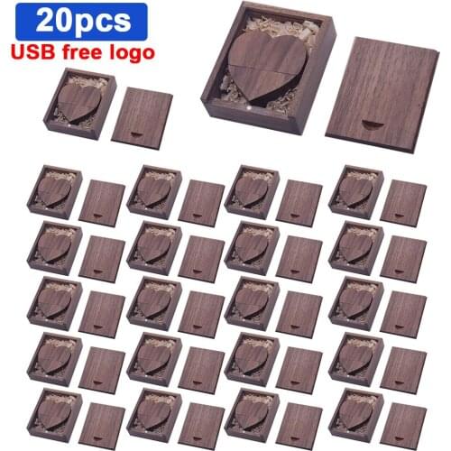 20pcs/lot usb flash drive usb 2.0 wooden+box pen drive 4GB 16GB 32GB 64GB 128GB creative commemorative gifts free custom logo